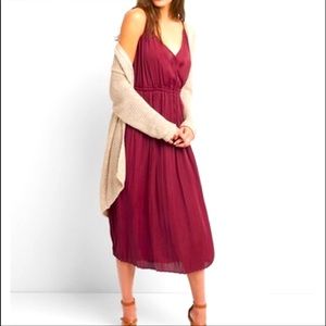 GAP Pleated Midi Ruby Red Dress